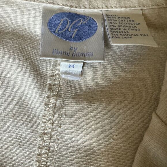 DG2 Diane Gilman Denim Jacket Blazer Gold Embroidered Studded 2 Pockets Size Med - Picture 7 of 8